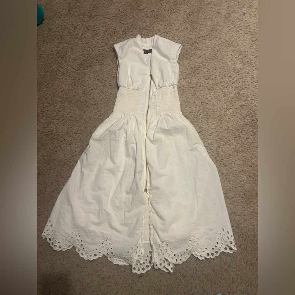 Anthropologie Tommie Cap-Sleeve Smocked Front-Zip Shirt Dress